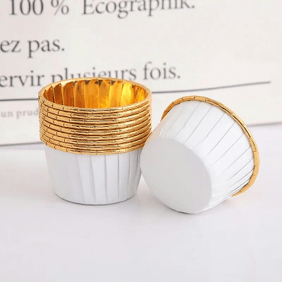 Caissette pour Muffins - CupcakeWrappers™ - Blanc Dorée - Accessoires Sucrés