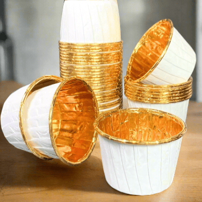 Caissette pour Muffins - CupcakeWrappers™ - Blanc Dorée - Accessoires Sucrés